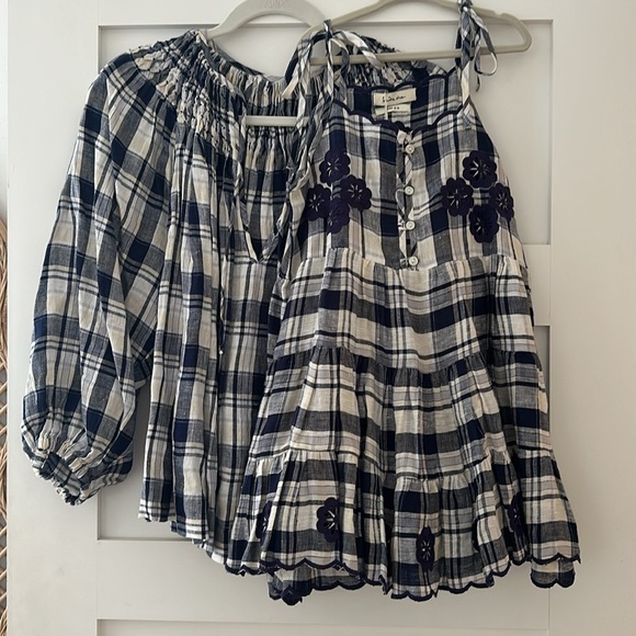 Innika Choo plaid smocked top M - Picture 6 of 6